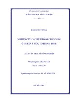 Nghiên cứu các hệ thống chăn nuôi ở huyện ý yên, tỉnh nam định 