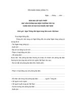 ĐƠN XIN CẤP GIẤY PHÉP ĐẶT VĂN PHÒNG ĐẠI DIỆN THƯỜNG TRÚ TẠI CỘNG HÒA XÃ HỘI CHỦ NGHĨA VIỆT NAM