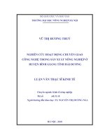 Nghiên cứu hoạt động chuyển giao công nghệ trong sản xuất nông nghiệp ở huyện bình giang tỉnh hải dương 