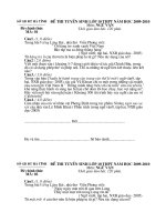 Đê và đáp án thi chuyển cấp ngữ văn Hà Tĩnh 2009-2010