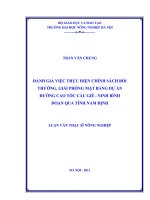 Đánh giá việc thực hiện chính sách bồi thường, giải phóng mặt bằng dự án đường cao tốc cầu giẽ   ninh bình đoạn qua tỉnh nam định