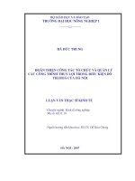 Hoàn thiện công tác tổ chức và quản lý các công trình thủy lợi trong điều kiện đô thị hóa của hà nội 