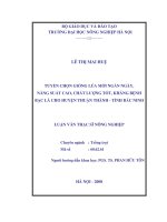 [Luận văn]tuyển chọn giống lúa mới ngắn ngày, năng suất cao, chất lượng tốt, kháng bệnh bạc lá cho huyện thuận thành   bắc ninh 