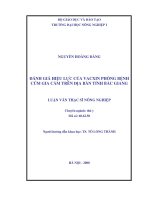 [Luận văn]đánh giá hiệu lực của vacxin phòng bệnh cúm gia cầm trên địa bàn tỉnh bắc giang 