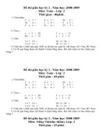Đề thi ĐK3 Lớp 2( Toán,TV ):2008 - 2009