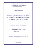 Đánh giá và định hướng các hệ thống sử dụng đất nông nghiệp trên địa bàn huyện việt yên tỉnh bắc giang 