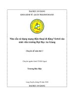 Nhu cầu sử dụng mạng điện thoại di động viettel của sinh viên trường đại học an giang 