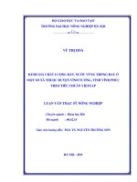 Luận văn đánh giá chất lượng đất, nước vùng trồng rau ở một số xã thuộc huyện vĩnh tường, tỉnh vĩnh phúc theo tiêu chuẩn VIỆTGAP 
