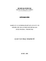 Nghiên cứu các mô hình liên kết giữa sản xuất với chế biến, tiêu thụ sản phẩm chè trên địa bàn huyện thanh ba tỉnh phú thọ 