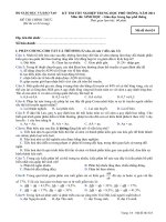 ĐỀ THI TỐT NGHIỆP TRUNG HỌC PHỔ THÔNG NĂM 2011 Môn SINH HỌC − Giáo dục trung học phổ thông