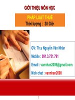 Môn học Pháp luật Thuế