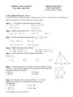 KIỂM TRA HỌC KÌ II MÔN TOÁN LỚP 8 TRƯỜNG THCS LÊ HOÀN TÂY HÒA - PHÚ YÊN