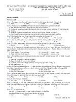 ĐỀ THI TỐT NGHIỆP TRUNG HỌC PHỔ THÔNG NĂM 2011 Môn SINH HỌC - Giáo dục thường xuyên