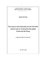 Thực trạng và một số giải pháp chủ yếu hoàn thiện công tác quản lý, sử dụng đất nông nghiệp ở thành phố hải phòng  