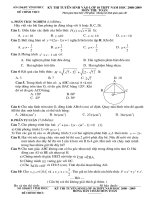 Đề +Đáp án THPT Bình Xuyên - Vĩnh Phúc