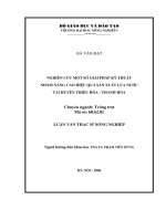 Nghiên cứu một số giải pháp kỹ thuật nhằm nâng cao hiệu quả sản xuất lúa nước tại huyện thiệu hoá   thanh hoá 