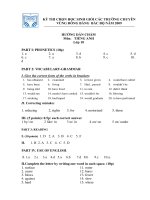 ĐAP AN HSG ANH 10 CÁC TRƯỜNG CHUYÊN DUYÊN HẢI BẮC BỘ