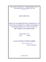 Luận văn phân lập xác định một số đặc tính, độc lực và khả năng gây bệnh của vi khuẩn salmonella gây bệnh cho lợn con sau cai sữa t 