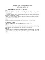 ĐỀ THI THỬ ĐẠI HỌC NĂM 2012 MÔN THI : LỊCH SỬ