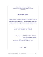 Nghiên cứu xác định các thông số cơ bản của máy ép viên phân viên n, NK, NPK phục vụ cơ giới hoá khâu bón phân viên dúi sâu cho một số cây trồng nông nghiệp 