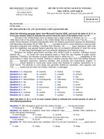 ĐỀ THI TUYỂN SINH CAO ĐẲNG NĂM 2011 Môn: TIẾNG ANH; Khối D mã 914 