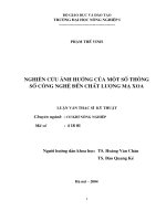 Nghiên cứu ảnh hưởng của một số thông số công nghệ đến chất lượng mạ xoa 