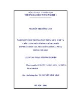 Nghiên cứu sinh trưởng, phát triển, năng suất và chất lượng một số dòng chè shan mới góp phần chọn tạo, nhân giống cho các vùng trồng chè shan 
