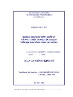 Nghiên cứu khai thác, quản lý và phát triển tài nguyên du lịch trên địa bàn nông thôn hải phòng 