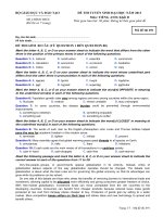 ĐỀ THI TUYỂN SINH ĐẠI HỌC NĂM 2013 Môn: TIẾNG ANH; Khối D Mã  491 