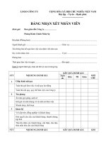BẢNG NHẬN XÉT NHÂN VIÊN
