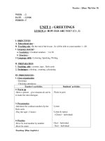 Giáo án Anh văn 6 unit 1