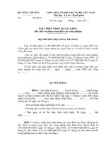 GIẤY PHÉP NHẬP (XUẤT) KHẨU  tiền chất sử dụng trong lĩnh vực công nghiệp