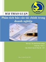Phân tích báo cáo tài chính trong doanh nghiệp