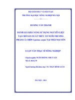 Đánh giá khả năng sử dụng nguyên liệu tại chỗ sản xuất thức ăn nuôi thương phẩm cá chép cyprinus carpio tại thái nguyên 