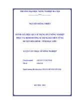 Luận văn đánh giá hiệu quả sử dụng đất nông nghiệp phục vụ định hướng sử dụng đất bền vững huyện hòa bình   tỉnh bạc liêu 