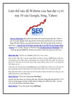 Làm thế nào để Website của bạn đạt vị trí top 10 của Google, bing, Yahoo