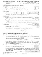 Đề dự bị số 1 Toán B - 2008 + đáp số