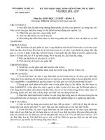 ĐỀ THI CHỌN HỌC SINH GIỎI TỈNH LỚP 12 NĂM HỌC 2012 – 2013 MÔN  SINH HỌC LỚP 12 THPT - SỞ GD&ĐT NGHỆ AN