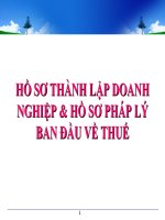 Hồ sơ thành lập DN và pháp lý ban đầu về thuế