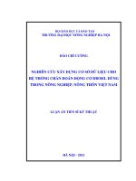 Nghiên cứu xây dựng cơ sở dữ liệu cho hệ thống chẩn đoán động cơ diesel dùng trong nông nghiệp, nông thôn việt nam 