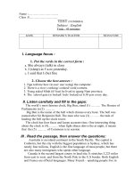 Đề kiểm tra Anh số 4 lớp 8