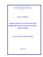 Đánh giá hiệu quả sử dụng đất nông nghiệp trên địa bàn huyện giao thủy   tỉnh nam định 