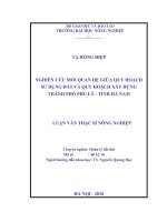 Nghiên cứu mối quan hệ giữa quy hoạch sử dụng đất và quy hoạch xây dựng thành phố phủ lý   tỉnh hà nam 