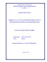 Nghiên cứu các yếu tố ảnh hưởng đến giá đất ở trên địa bàn quận đống đa   thành phố hà nội 