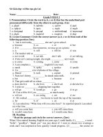 Kiểm tra Học ki I Tiếng Anh