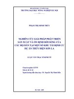 Nghiên cứu giải pháp phát triển sản xuất và ổn định đời sống của các hộ dân tại một số khu tái định cư dự án thuỷ điện sơn la 
