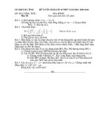 De thi tuyen sinh lop 10 mon toan nam hoc 2009- 2010