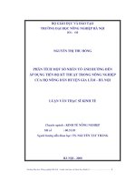 [Luận văn]phân tích một số nhân tố ảnh hưởng đến áp dụng tiến bộ kỹ thuật trong nông nghiệp của hộ nông dân huyện gia lâm   hà nội 