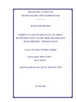 Nghiên cứu chuyển đổi cơ cấu cây trồng để góp phần nâng cao thu nhập cho nông dân huyện hiệp hoà, tỉnh bắc giang 
