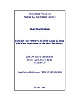 đánh giá hiện trạng và đề xuất hướng sử dụng đất nông nghiệp huyện văn yên   tỉnh yên bái 